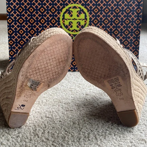 TORY BURCH Leather Printed Espadrille Sandals - Picture 7 of 10